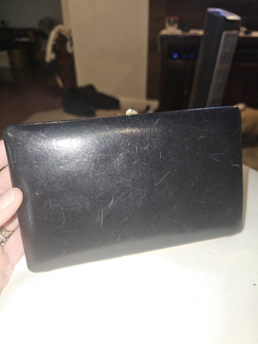 Vrg. Classic Black Leather Abas Clutch/Wallet